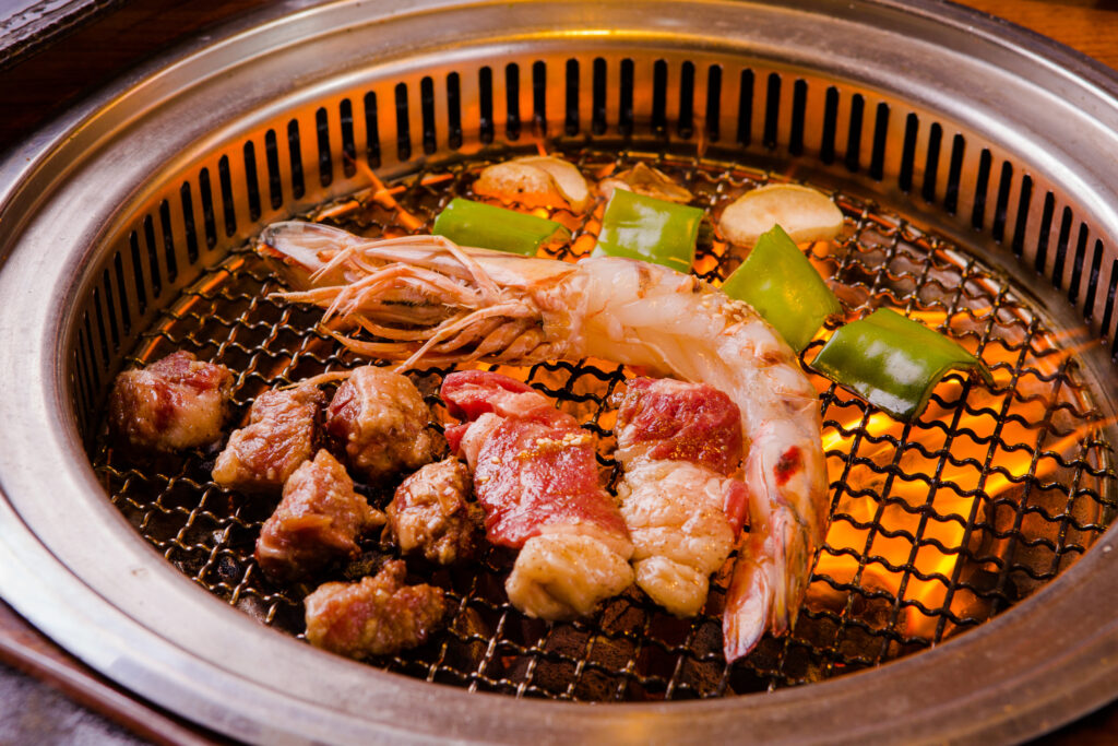 台中燒烤推薦，長月燒肉炭火料理酒亭中美店澎湖大明蝦
