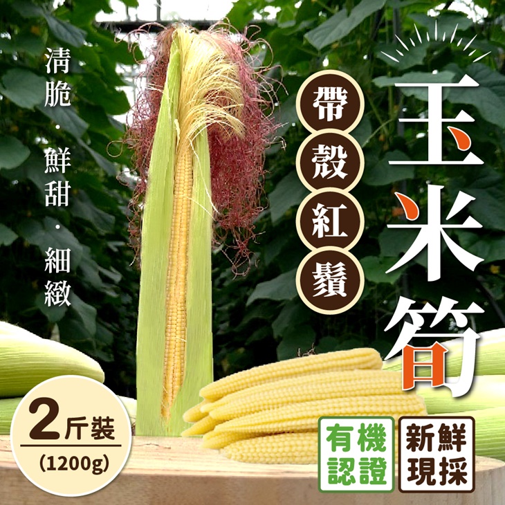 【家購網嚴選】有機認證帶殼紅鬚玉米筍